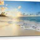 arttitue Coastal Beach Wall Art Canvas: Sunrise Seaside Ocean Wave Picture Sea Scene Print Tropical Seascape Painting Decor Relaxing Artwork for Living Room Bedroom Size: 36L" x 24W"