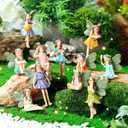 Fumete 11 Pieces Miniature Garden Fairies with Stick Mini Resin Figures Garden Accessories Fairy Kit for Kids Potted Plants Resin Yard Ornaments for Outdoor Lawn