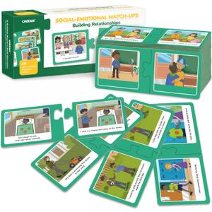 CHEFAN Building Relationships Puzzle Cards, Social Skills, Autism Learning Materials, Speech Therapy Materials, Social Emotional Learning Toys and Games for Kids, 40 Pieces, Ages 3+