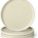 Amazon Basics Glazed Stoneware Appetizer Plates, Ceramic 4-Piece Set, Microwave and Dishwasher-Safe, 6.7 in., Ivory