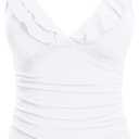 Yonique Women's Tankini Top Only Tummy Control Bathing Suit Top Ruffle Swimsuit Top V Neck Swim Tank Top No Bottom XXL