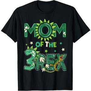 Mom Of The Three Rex Birthday Dinosaur Family Matching T-Shirt M