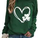 Irish Lucky St Patricks Day Sweatshirts Women's Vintage Leprechaun Graphic Tees (Medium)