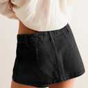 IWD Denim Mini Skirt for Women Low Waisted Jean Micro Skort with Shorts Stretch Casual Jean Skirt (S)