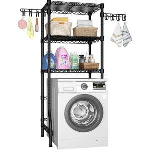 Ulif U8 Mini Laundry Room Storage Organizer, Over the Washer and Dryer Storage Shelves for Laundry Organization, 29.5”W x 17.3”D x 76.2”H, Suit Washing Machine Width within 27.1”, Hold 304 lb, Black