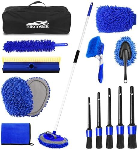 Amazon.com: 62'' Car Wash Brush Kit Mitt Mop Sponge with Long Handle, 1 Chenille Scratch-Free Replacement Head, Windshield Window Squeegee,Car Duster,Car Detailing Brushes,Tower,Car Cleaning Kit for Cars RV Truck : Automotive