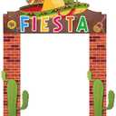 Peryiter 3 Pieces Mexican Fiesta Party Decorations Mexico Cinco de Mayo Themed Backdrop Fiesta Banner with Sombrero Cactus Guitar Design for Mexican Party Supplies Decoration