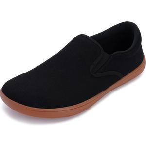 WHITIN Men's Wide Toe Box Slip on Barefoot Shoes | Minimalist Sneakers | Zero Drop Sole (W863 | Black Gum) 44