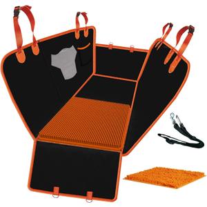FAN WU 2-in-1 Dog Car Seat Cover with Removable Sniffle Mat - Calming Anxiety Relief Dog Hammock for Back Seat, 100% Waterproof Scratchproof Pet Seat Protector, Universal Fit for Cars, SUVs & Trucks
