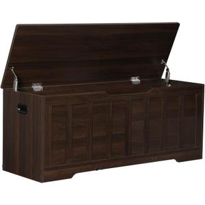 VANKILEY 47.2" Storage Chest Extra Large, Storage Trunk with 2 Safety Hinges, Wooden Storage Bench, Shoe Bench, 47.2x15.7x19.1 Inch, Easy Assembly, for Bedroom, Living Room, Entryway, Espresso