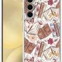 for Samsung Galaxy S24 Case with Aesthetic Design,Vintage Butterfly Brown Book Pattern,Clear Slim Soft TPU Bumper Case,6.2(Butterfly,S24)
