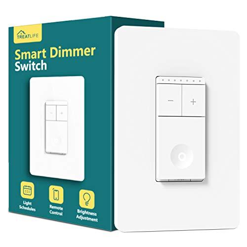 TREATLIFE Smart Dimmer Switch, Neutral Wire Needed, 2.4Ghz Wi-Fi Light Switch, Works with Alexa and Google Assistant, Schedule, Remote Control, FCC Listed, Single Pole (1 Pack)