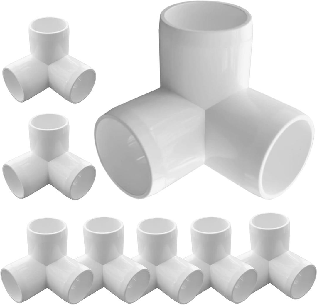 8Pack 1-1/4 PVC Fittings, 3-Way Elbow Fittings for Heavy Duty Furniture, Grade SCH40 3-Way PVC-Elbow Side Outlet Tees, 90 Degree Corner Elbow Fitting for Greenhouse Frame Tent Connections