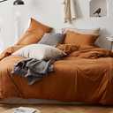 Omelas Burnt Orange Duvet Cover Twin Size Rust Terracotta Caramel Pumpkin Modern Minimalist Style Solid Color Bedding Set Girls 2 Pieces Soft Microfiber Comforter Covers with Zipper Closure for Kids