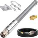2.4GHz WiFi Antenna 5 dBi, Omni Antenna Fiberglass N-Male Connector + 10FT Low Loss YMR240 Cable (RPSMA), IP67 Waterproof for Wireless Routers, Access Points, Signal Boosters
