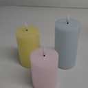 Hiboom 3 Pcs LED Flameless Pillar Candles Pink Flameless Candles Real Wax Multicolor Fake Battery Operated Wedding Decor, H 3.94" 4.92" 5.91" x D 2.95"(Pink, Blue, Yellow)