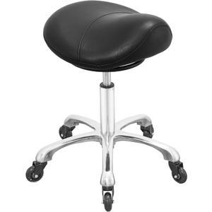 Saddle Stool with Wheels, Rolling Ergonomic Stool Saddle Esthetician Lash Tech Chair for Dental Hygienist Salon Hair Stylist (Black)
