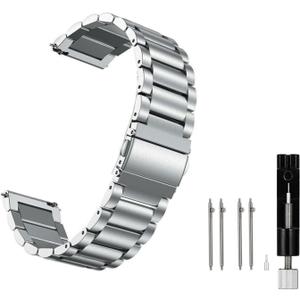 Moran Stainless Steel Watch Band Quick Release Replacement Metal Strap 20mm 22mm for Men Women (Silver+Folding Clasp, 20mm)