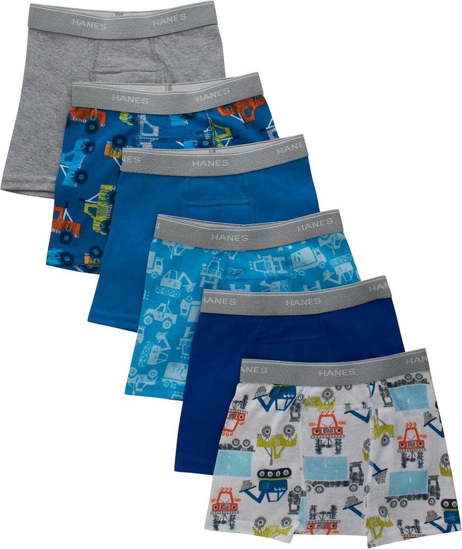 Hanes Boys' Potty Trainer Underwear, Boxer Briefs, 6-Pack (4T)