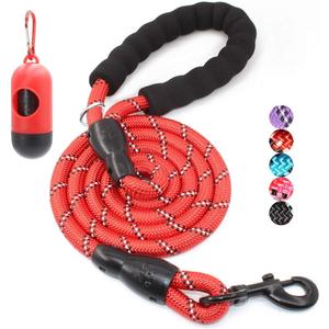 BAAPET 2/4/5/6 FT Dog Leash with Comfortable Padded Handle and Highly Reflective Threads for Small Medium and Large Dogs (4FT-1/2'', Red)