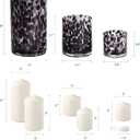 ARIAMOTION Glass Hurricane Candle Holder Set,Table Decoration Centerpieces for Pillar Votive Tealights Clear Cylinder Vase with Black Tortoise Pattern, 8 Inch 5 Inch 3.5 Inch Height, 3 Piece
