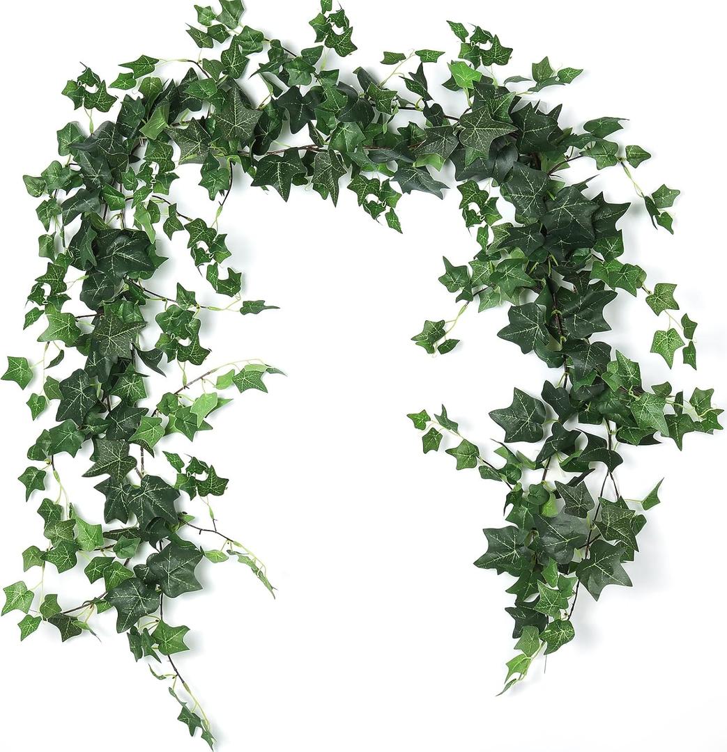 RECUTMS 3 Strands Artificial Ivy Vines 6.4Ft Green Ivy Garland Faux Hanging Plants Greenery Decoration Artificial Vines For Spring Home Decor Indoor Home Wall Wedding Room Valentine's Day Decor(Green)