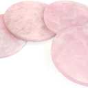 Pink Crystal Coaster Round 3-4" Set of 4 Rose Quartz Slices Cup Mat with Rubber Bumper for Drinks Coffee Home Decoration Gift Card