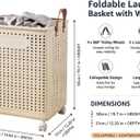 Slim Rolling Laundry Hamper with Wheels – Large Collapsible Clothes Basket with Leather-Style Handles, Space-Saving Laundry Organizer for Bedroom, Bathroom, Dorm & Small Spaces – Cream, 55 L