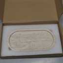 Natural Marble Oval Tray Ornaments Vintage Small Tray Storage Dish for Counter, Vanity, Dresser, Nightstand and Desk (Beige Travertine)