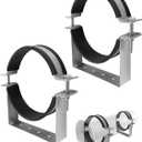 8 Inch Pipe Hanger Bracket, Heavy Gauge Steel Support with Rubber Pad for 7.8-8.2 Inch Duct & Chimney, Industrial Pipe Support