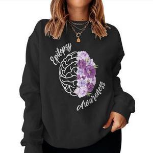 Epilepsy Awareness Flowers Epilepsy Warrior Sweatshirt Black Medium