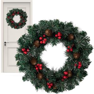 Christmas Door Wreath With Lights,Christmas Door Wreath | 15.7 Inches Home Door Decoration, Unique Party Supply, Artificial Garland for Door Wall Mantel Holiday Party
