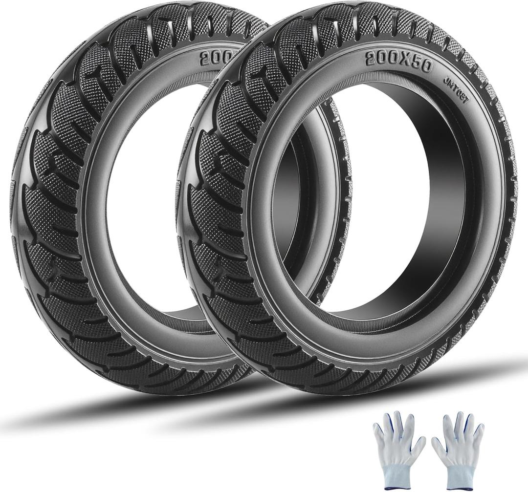 2PCS 200x50 8"x2" Scooter Wheel Solid Tire Electric Scooter Front Solid Non-Pneumatic Tire with Hub Replacement for Electric