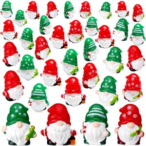40 Pcs Christmas Mini Resin Gnomes Bulk Miniature Christmas Gnomes Decorations Tiny Fairy Resin Statues Mini Figurine to Hide Micro Landscape Ornaments for Tabletop Tried Tray Decor Stocking Fillers