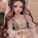 Hand-Painted BJD Doll 1/3,22.8 inches(56cm) Tall, in Nordic Pastoral Style,Princess Doll,PVC Body with 31 Movable Joints,for Ages 15+ and Older,Desk and Wall Decorations (Handmade Makeup Plus)