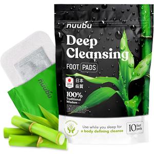 Nuubu Deep Cleansing Foot Pads - Natural Herbal Patches for Foot Care, Premium Japanese Organic Natural Ingredients - Bamboo Vinegar & Tourmaline (Pack of 1 | 10 Pc)