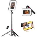 Tripod for iPhone with Light, Portable 15W Ring Light with Stand and Phone Holder for Video Recording, 6000mAh Magnetic Phone Tripod with Light 2500K9000K for Food Hunt,Mukbang Video,Vlogging,CRI＞95