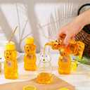 8oz Plastic Honey Bear Bottle Mini Honey Jars Party Favors Small Honey Bear Bottles with Lids Bear Shape Clear Empty Honey Jar with Screw Yellow Lid 50 Tags 2 Rolls Jute Rope (36-set)