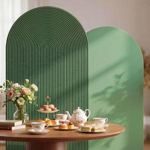 Tegeme 2 Set Wedding Arch Cover, Green Ripple & Solid Color Stretchy Backdrop Cover Spandex Fabric for 7.2 ft & 6.6 ft Round Top Arch Stand Wedding Baby Birthday Party Bridal Shower Banquet Decor