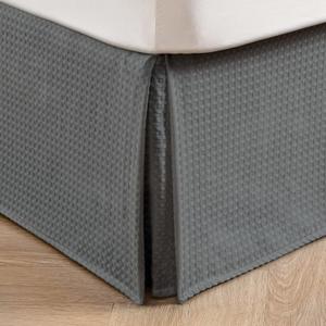 MIYE Pleated Waffle Weave Bed Skirt, Tailored Dust Ruffle 14 Inch Drop Easy Fit, Machine Washable (Dark Grey, Full - 14" Drop)