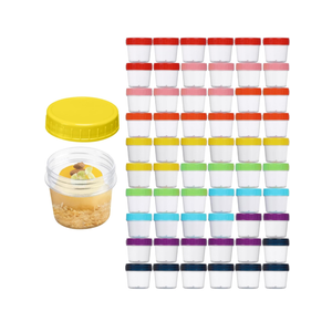4 OZ 60 Pack Plastic Mason Jars with Colorful Screw On Lid Reusable Storage Containers Food Jars Clear Empty Jars for Kitchen