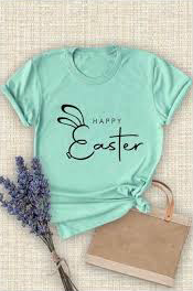 Happy Easter Teal T-shirt, Size Small