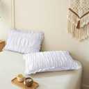 QSH White Ruffled Pillow Shams Standard Size Set of 2,Shabby Boho Chic Ruched Pillowcases Standard Ultra Soft and Luxury Microfiber Pillow Cover 20"x26" for Bedroom