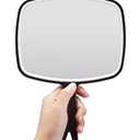 OMIRO Hand Mirror, Black Handheld Mirror with Handle, 6.6" W x 9.2" L