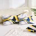 Lumbar Pillow Cover 14x36 for Bed Decor Blue Body Pillowscase Navy Blue and Yellow Abstract Striped Decorative Cushion Covers for Farmhouse Sofa Couch Bed Living Room Boho Modern Decoration Pack of 1