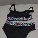 Beautikini Period Swimwear for Teens Two Piece Menstrual Leakproof Swimsuit Bikini Set Mid Waist Print Bathing Suit for Girls (Small, Black)