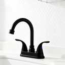 Bathroom Faucet Black 4 Inch Centerset for Sink 3 Hole, Bathroom Vanity Faucet 2 Handle 360° Swivel Spout with 2 Water Supply Lines