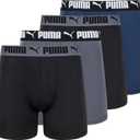 PUMA Men's 4 Pack Active Stretch Boxer Briefs (Large, Blue/Black/Grey)