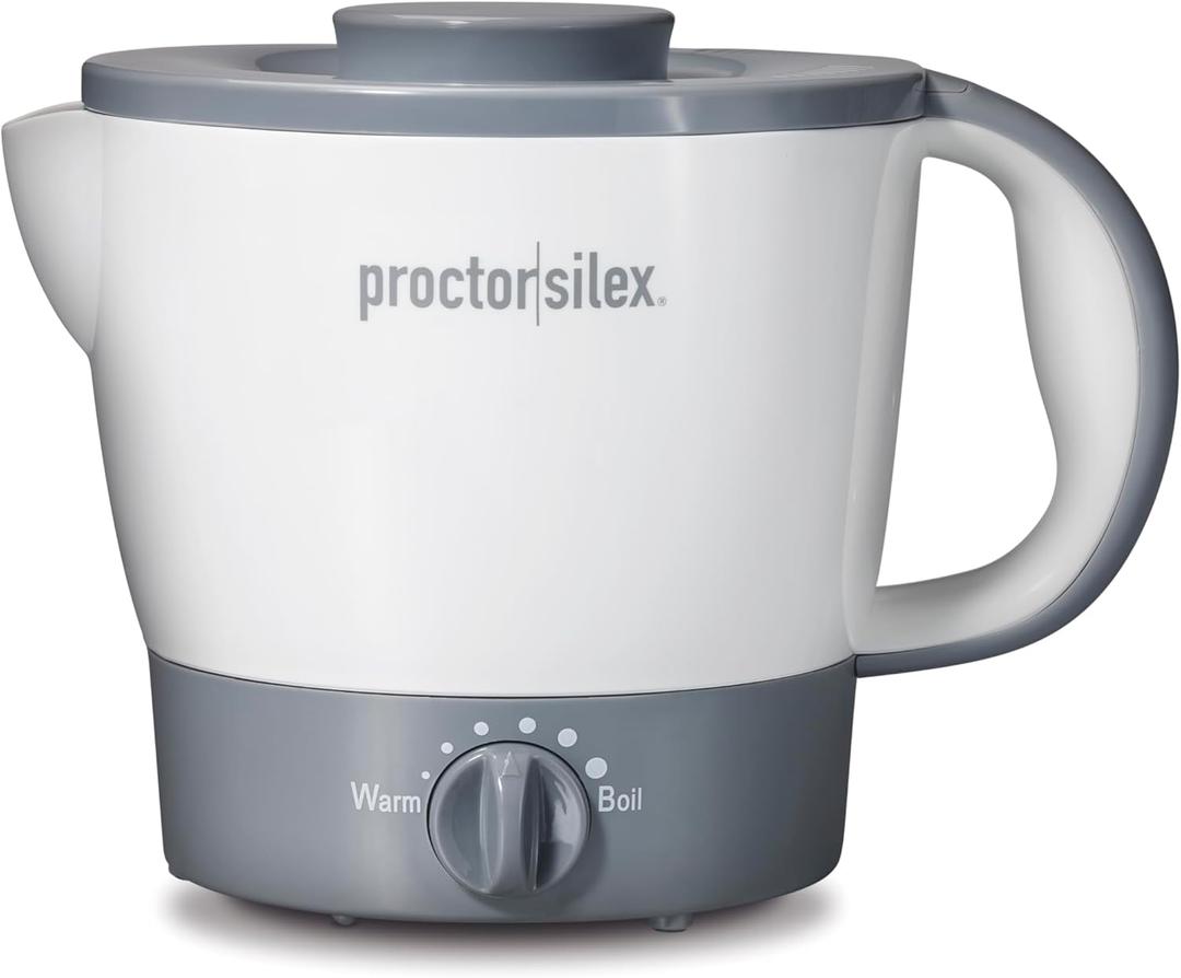 Proctor Silex 32oz Adjustable Temperature Hot Pot, Electric Kettle for Tea, Boiling Water, Cooking Ramen, Noodles and Soup, PFAS-Free Nonstick Coating, White (48507MN) (1 Quarts)