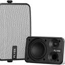 Plyee Audio 400W Outdoor Bluetooth Speakers, Wireless Sync Between Speakers, IPX5 Waterproof, Powerful Bass, Wall Mount for Patio, Porch, Gazebo, Garage, 2-Pack, White(MZ-621)